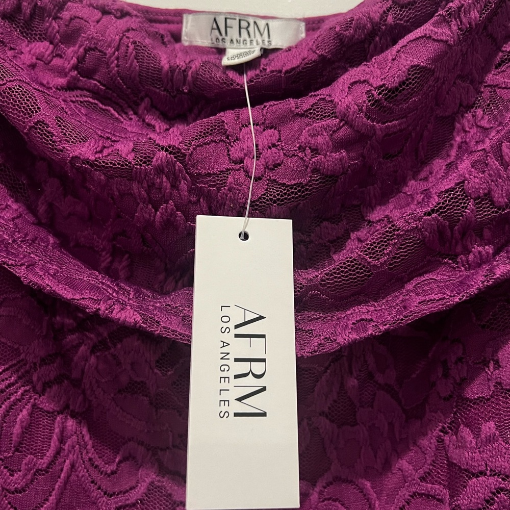 🆕 💜 NWT AFRM LA Off-the-Shoulder Purple Lace Bodysuit | Women’s Size S/P - Picture 4 of 7